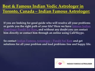 Vedic Astrologer in Toronto – Indian Famous Astrologer: