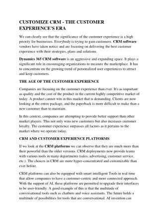 customize crm the customer experience s era