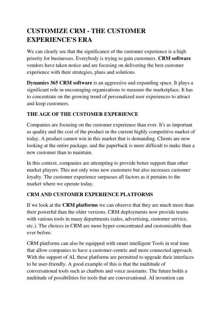 customize crm the customer experience s era