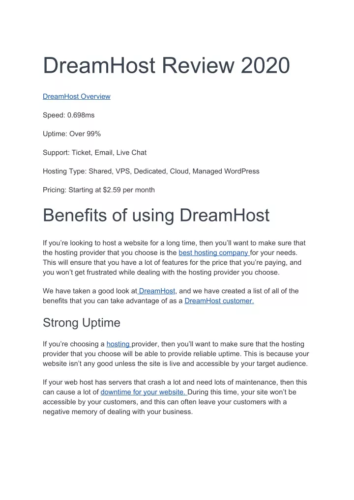 dreamhost review 2020