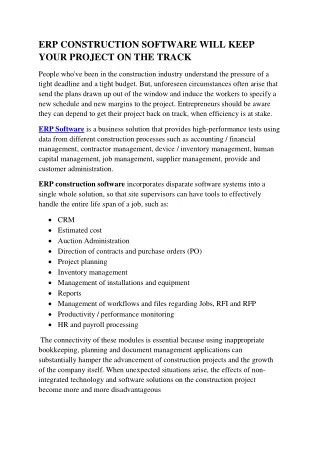 erp construction software will keep your project