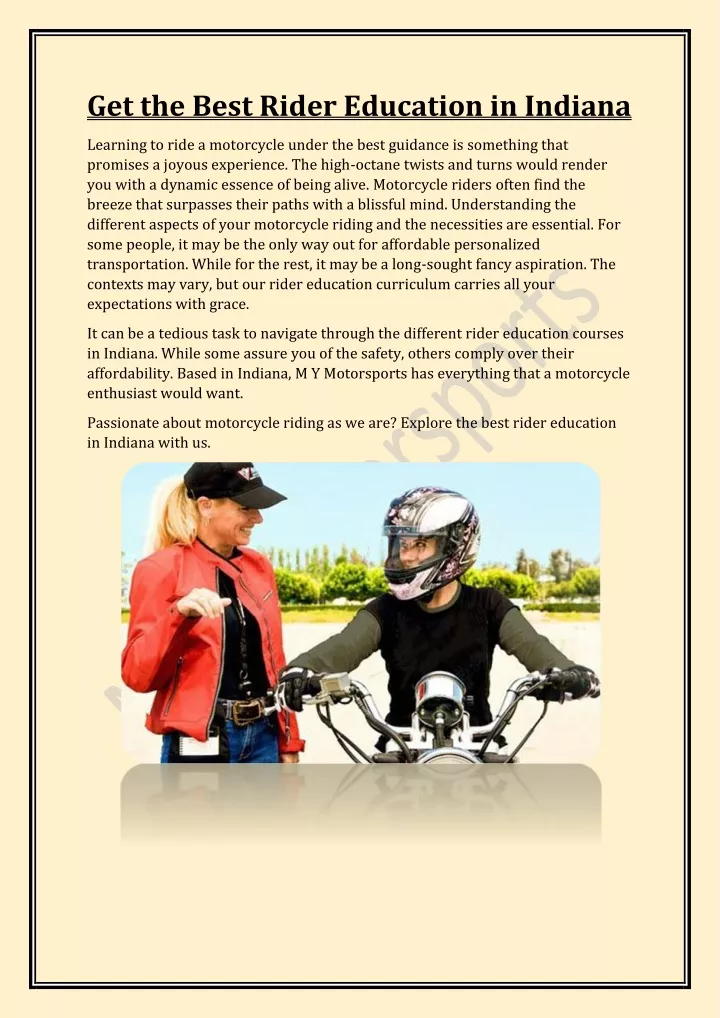 get the best rider education in indiana