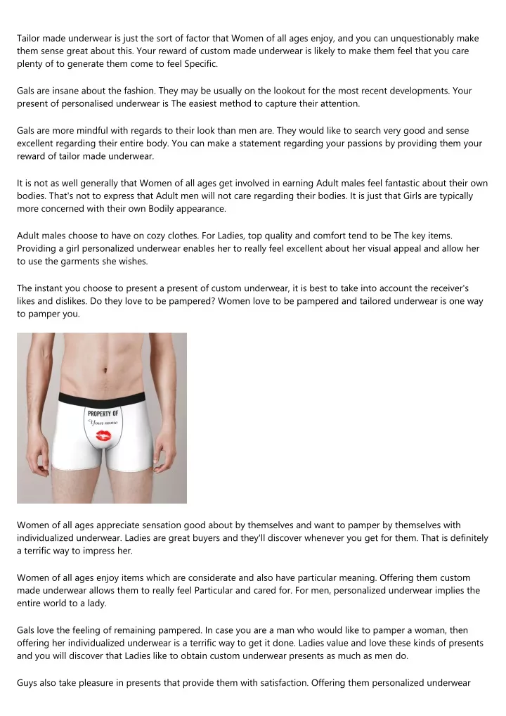 tailor made underwear is just the sort of factor