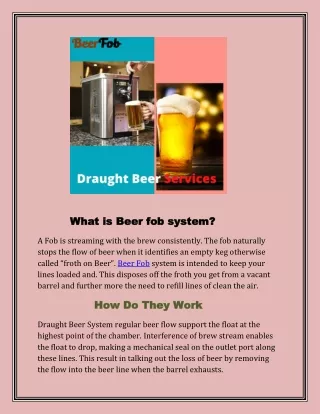 Install a draught beer system and stop beer westage.