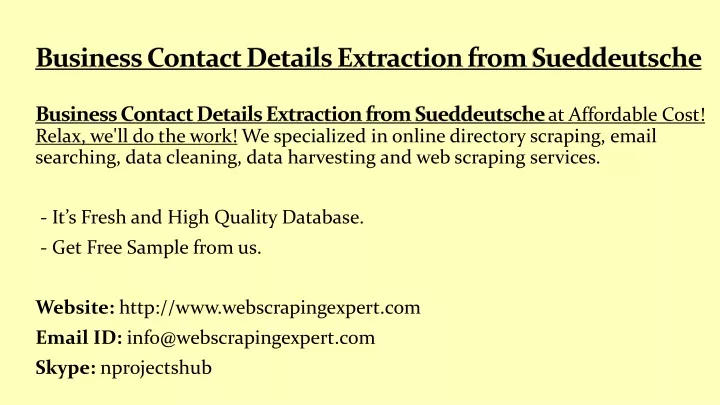 business contact details extraction from sueddeutsche