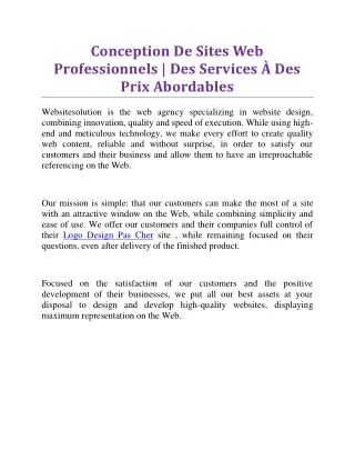 CONCEPTION DE SITES WEB PROFESSIONNELS | DES SERVICES À DES PRIX ABORDABLES