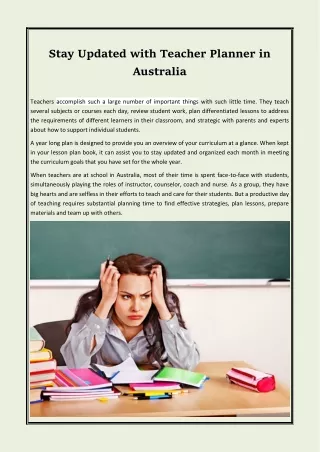 Stay Updated with Teacher Planner in Australia
