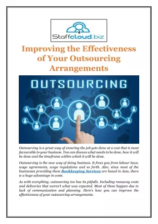 Improving the Effectiveness of Your Outsourcing Arrangements