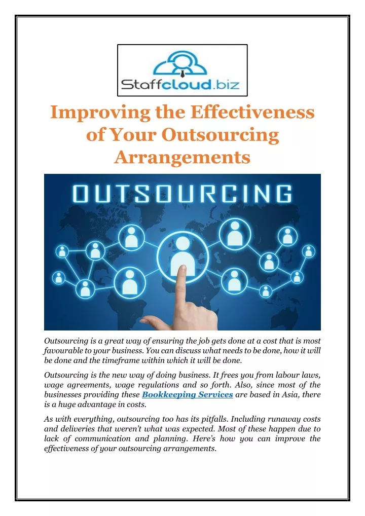 improving the effectiveness of your outsourcing