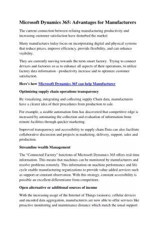 microsoft dynamics 365 advantages