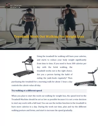 Treadmill Work Out Walking For Weight Loss - Mytreadmillreviews.co.uk