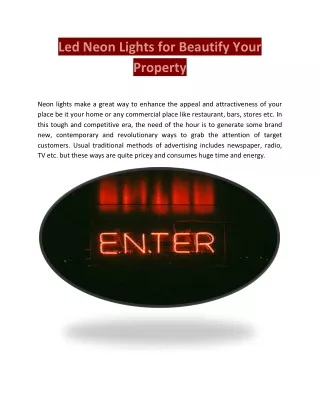Led Neon Lights for Beautify Your Property