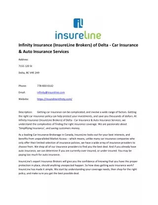 Infinity Insurance (InsureLine Brokers) of Delta - Car Insurance & Auto Insurance Services