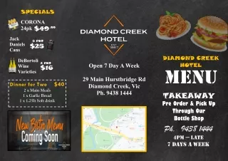 TAKEAWAY MENU - Diamond Creek Hotel