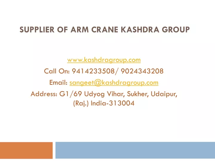 supplier of arm crane kashdra group