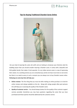 Tips for Buying Traditional Chanderi Saree Online