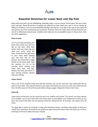 Essential Stretches for Lower Back and Hip Pain