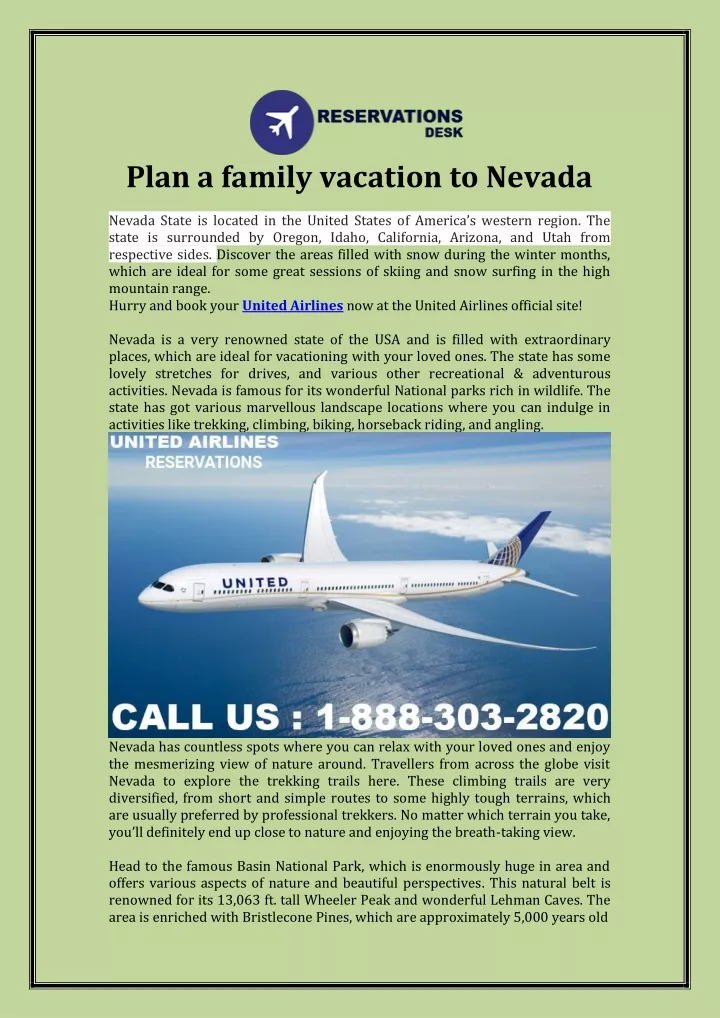 plan a family vacation to nevada