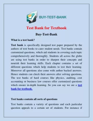 test bank for textbook