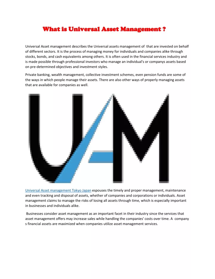 what is universal asset management what