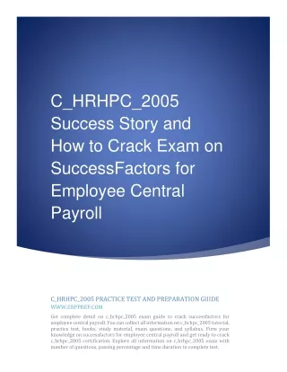 C_HRHPC_2005 Success Story and How to Crack Exam on SF EC Payroll