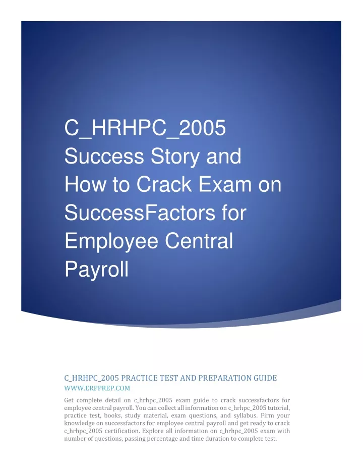 c hrhpc 2005 success story and how to crack exam