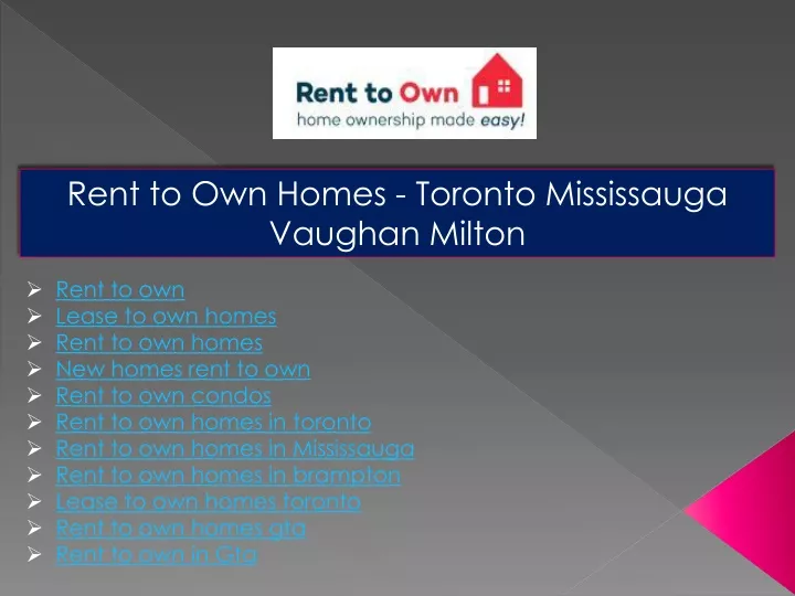 rent to own homes toronto mississauga vaughan