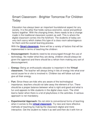smart classroom brighter tomorrow for children