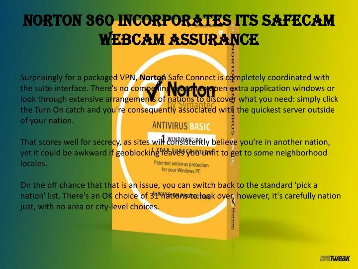 norton 360 incorporates its safecam webcam