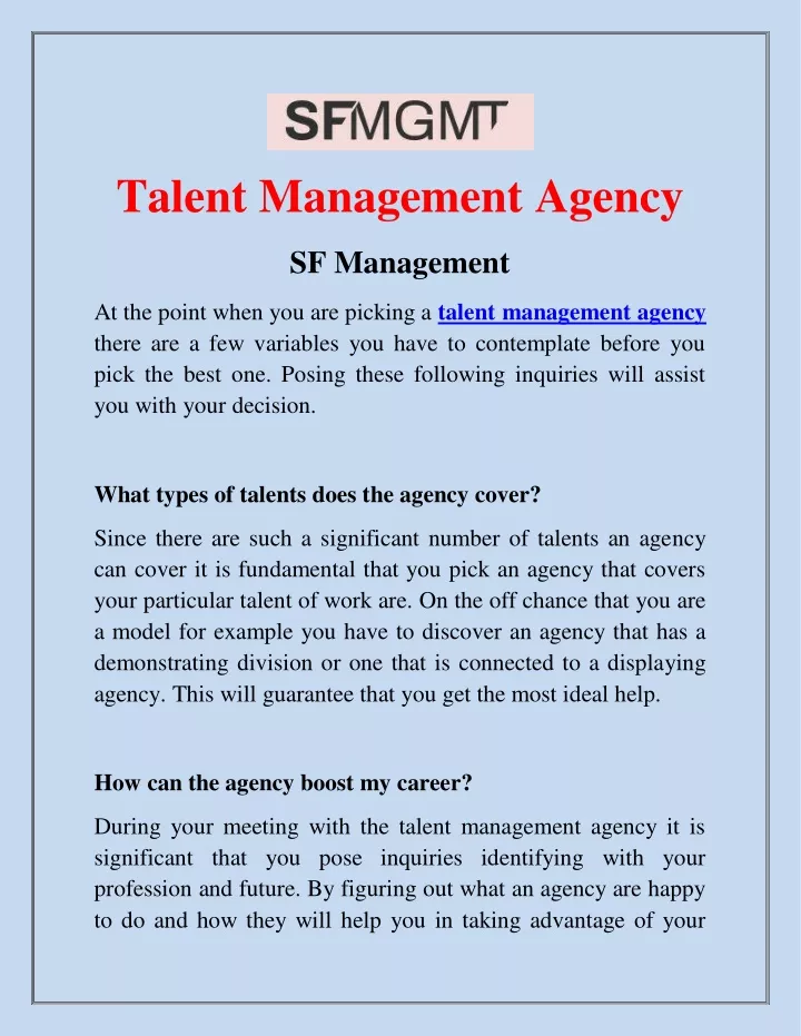 talent management agency