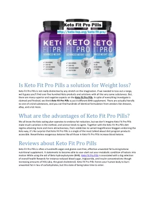 Keto Fit Pro Pills