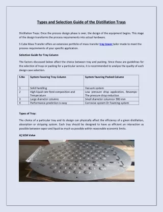 Types and Selection Guide of the Distillation Trays