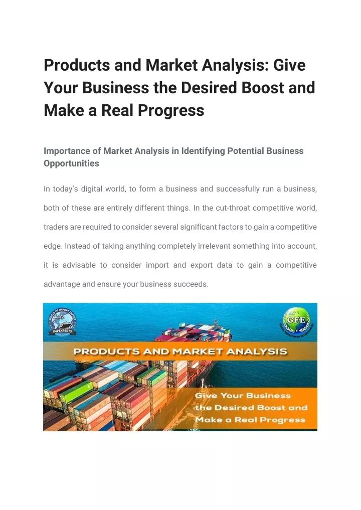 products and market analysis give your business