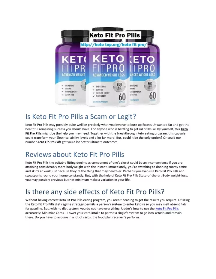 is keto fit pro pills a scam or legit