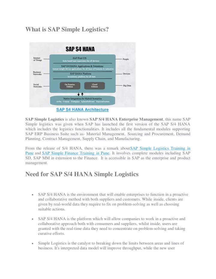 what is sap simple logistics
