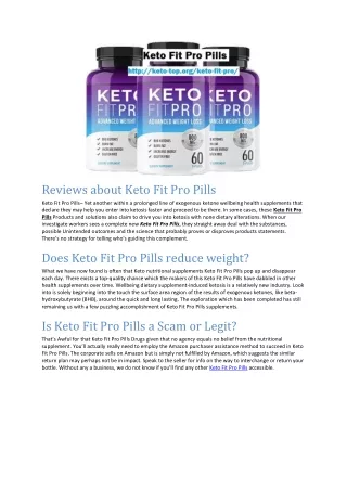 Keto Fit Pro Pills