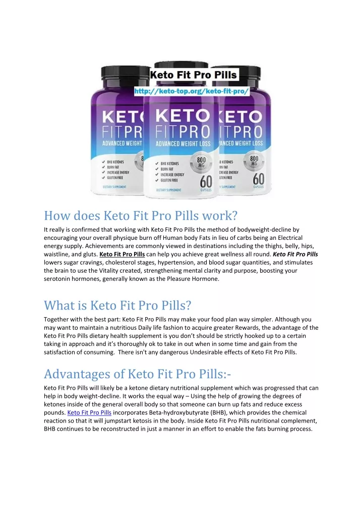 how does keto fit pro pills work