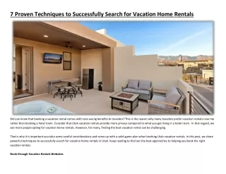 7 Proven Techniques to Successfully Search for Vacation Home Rentals
