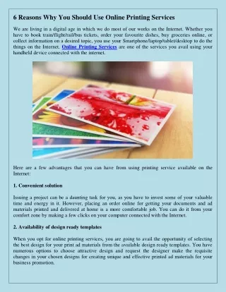 6 reasons why you should use online printing
