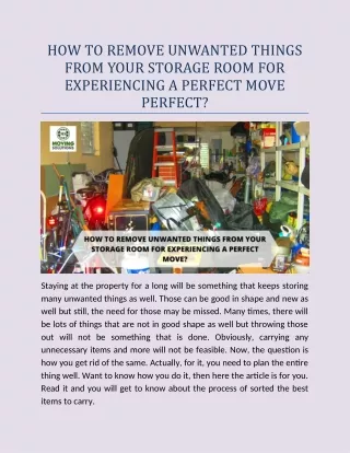 How to remove unwanted things from your storage room for experiencing a perfect move perfect