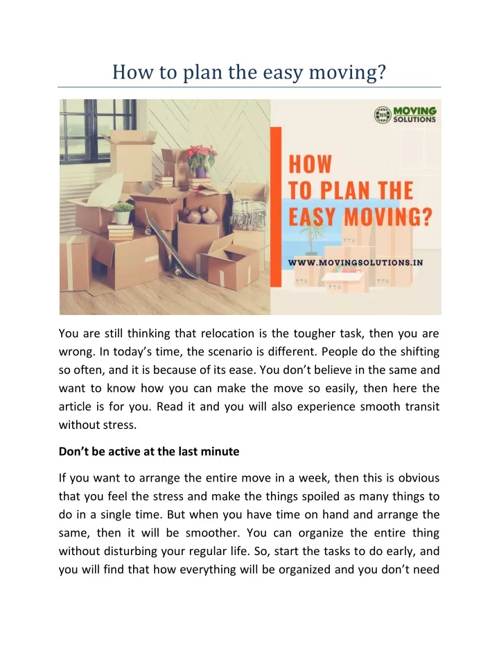 how to plan the easy moving