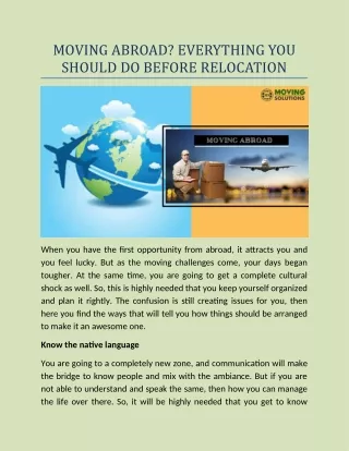 Moving abroad Everything you should do before relocation