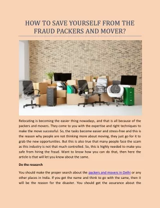 How to save yourself from the fraud packers and mover