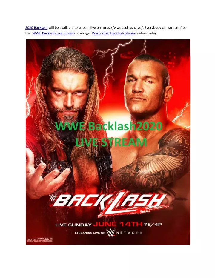 2020 backlash will be available to stream live