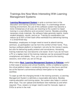 trainings are now more interesting with learning