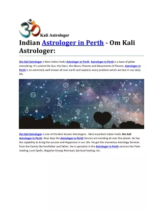 Indian Astrologer in Perth - Om Kali Astrologer: