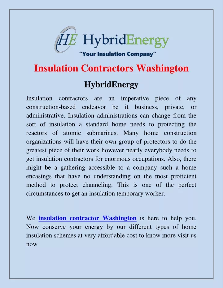 insulation contractors washington