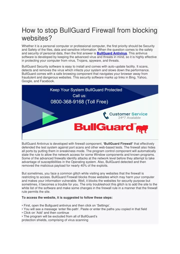 how to stop bullguard firewall from blocking