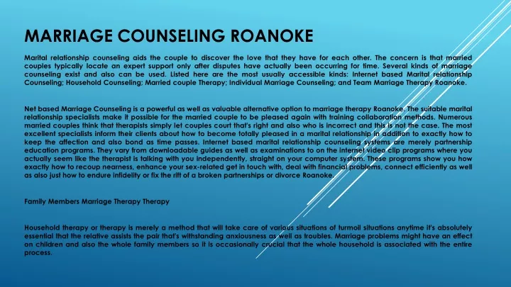 marriage counseling roanoke