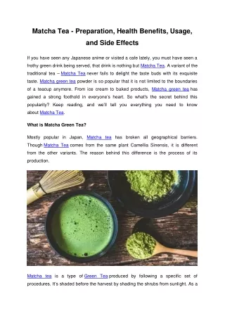 matcha tea preparation health benefits usage